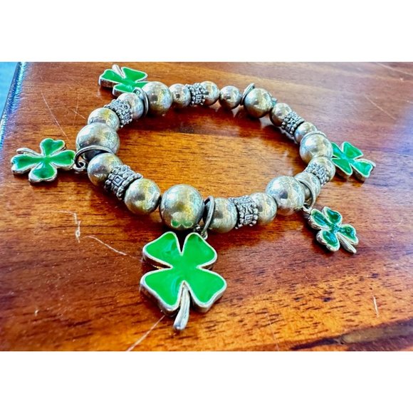 Vintage Four Leaf Clovers Stretch Bracelet St Patrick's Day Parade Party… - Picture 10 of 11